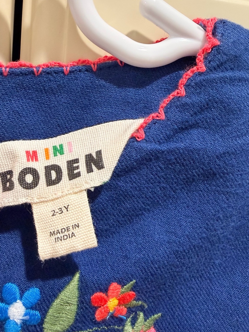 Mini Boden Navy Floral Embroidered Tiered Dress - Picture 6 of 6